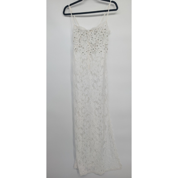 NWD Hemant & Nandita Embellished Sheer Lace Midi Dress Size M Ivory #NB461 - Picture 2 of 14